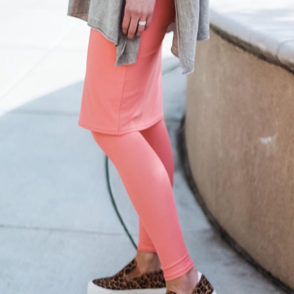 Sweet Lemon Thyme athletic skirted leggings ankle length pink snoga